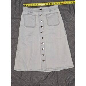 NWOT‎ Kate Spade Denim Button Front A-Line Midi Skirt Light Wash Size 4
